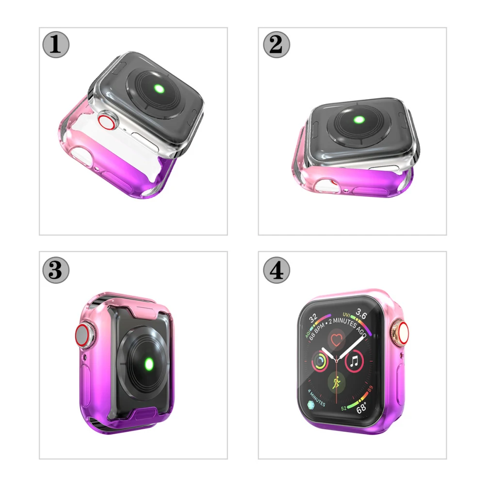 Защитный чехол для Apple Watch 5, 4, 40 мм, 44 мм, 360 прозрачный цветной чехол из ТПУ для Iwatch 3, 2, 38 мм, 42 мм