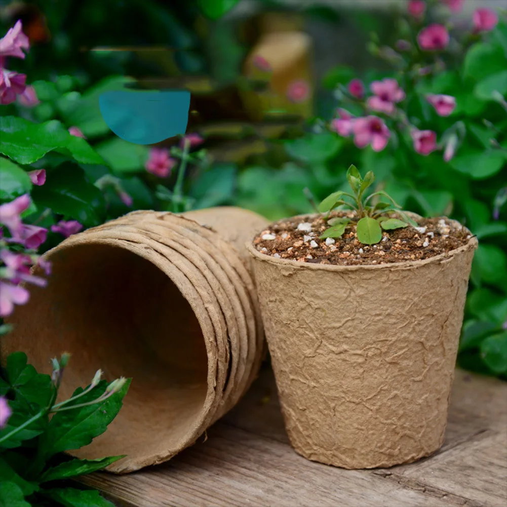 

25pcs Round Biodegradable Paper Pulp Pot Plant Nursery Tray Vegetable Fruit Seedling Cup Eco-Friend Agriculture Seeds Plant Pot