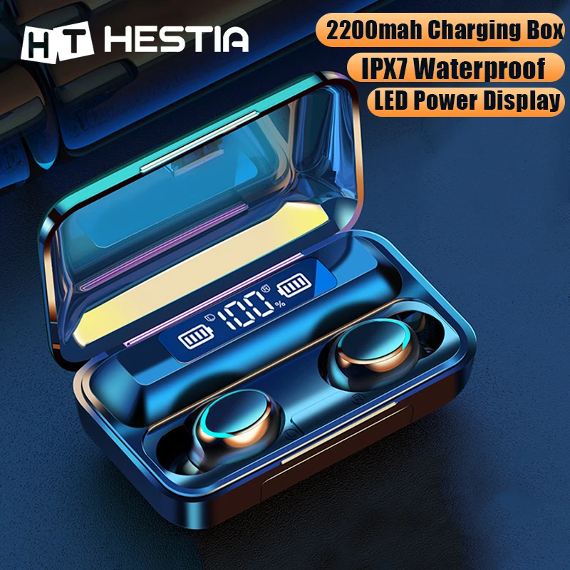 F9 TWS Earphones Wireless Bluetooth 5 0 Earphone In Ear Headphones Ear Headphone Touch Control Earbuds LED Headset For IPhone