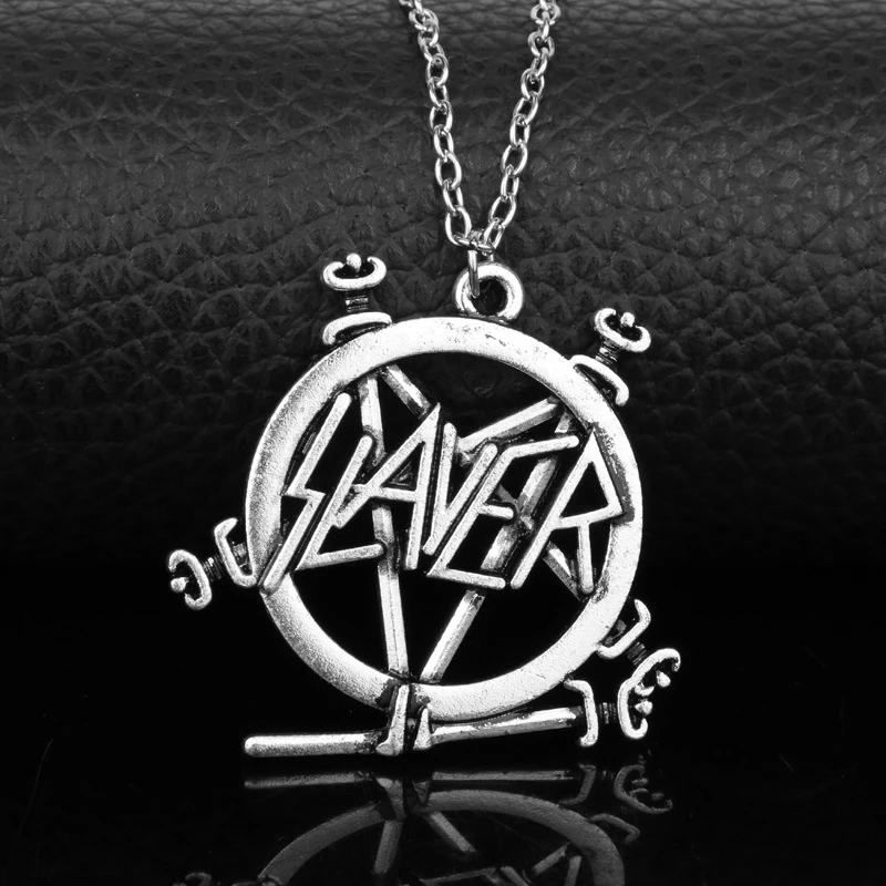 Rock Music Metal Slayer Show No pentagrama Band Logo colgante collar gótico Punk Heavy Band accesorios de joyería|Collares colgantes| - AliExpress