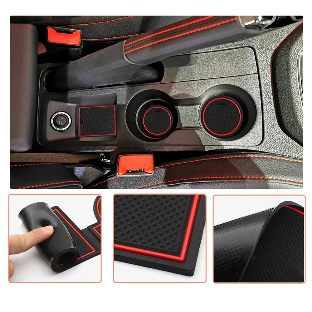Tapete do Sulco da Porta de Ruiya para Ibiza tipo 6f Hatchback Anti-deslizamento Porta Entalhe Pads Acessórios Interiores Automóvel Vermelho 9 Pçs 2021 - Image 3