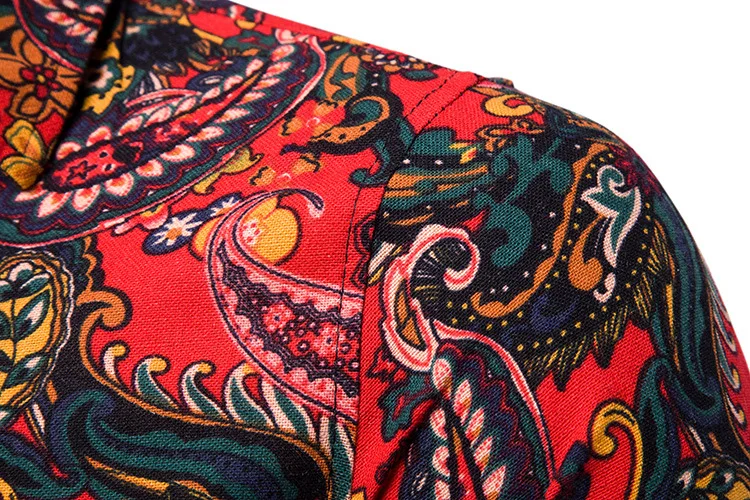 Для мужчин s рубашка с узором "огурцы" Slim Fit Camisa Masculina с модным цветочным узором, хлопковая Льняная мужская рубашка с коротким рукавом пляжный гавайская рубашка мужской
