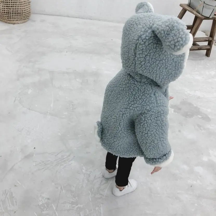 Winter Baby girls coat children's cute warm jacket cartoon two-faced wool sweater plus velvet thickening coat boys&girls 1-5 y