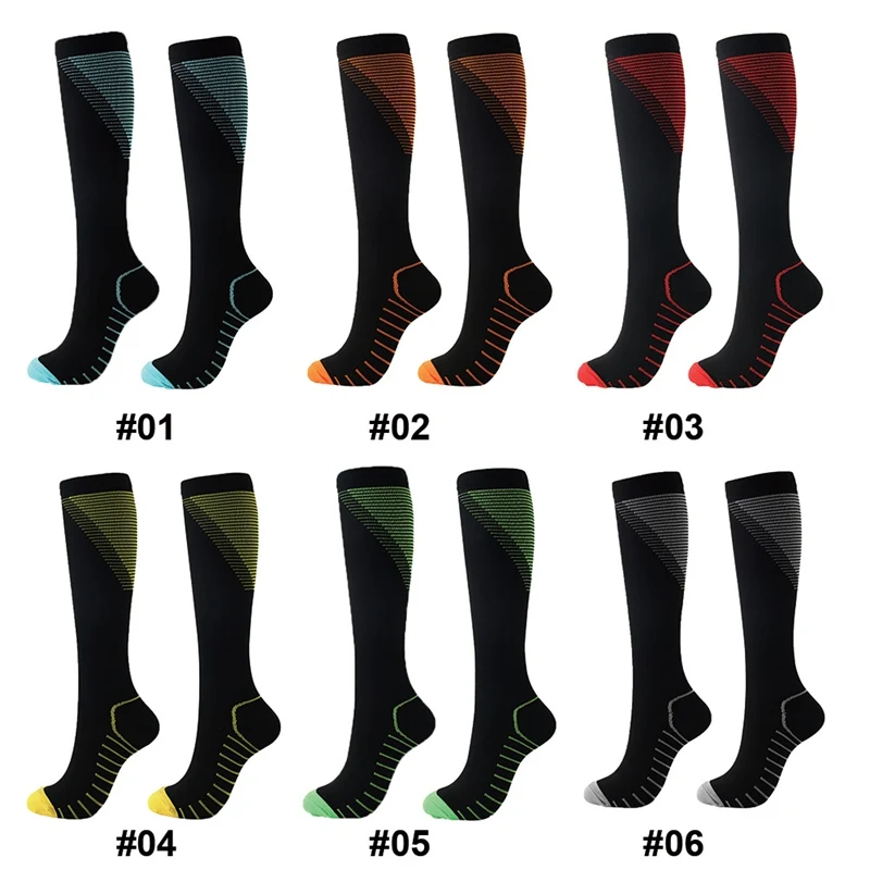 Men Women Knee High/Long Compression Socks Support Stretch Outdoor Running Snowboard Solid Color Long Socks 15-20 mmHg