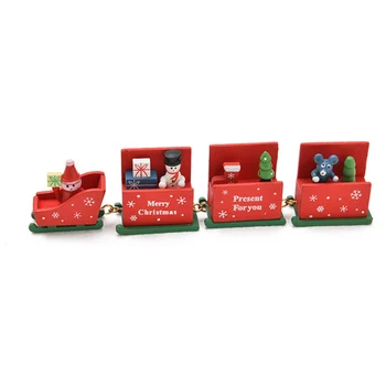 

Christmas train painted wood with snowman/bear Xmas kid toys gift ornament navidad Christmas Decoration for home New Year gift