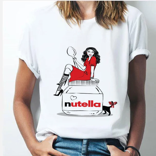 Женская футболка с принтом nutella Kawaii в стиле 90 х Harajuku Ullzang модная графическим милая