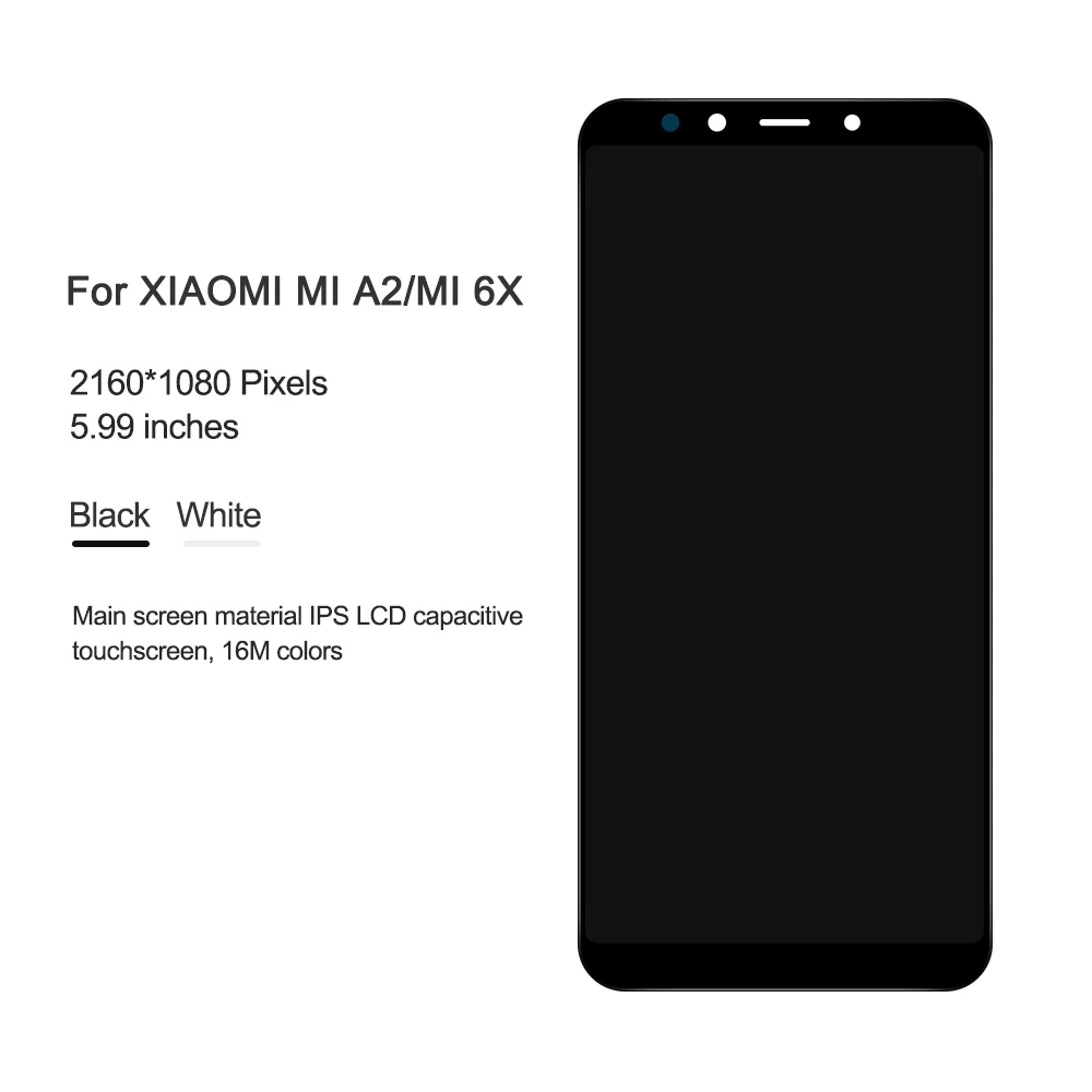 Для 5,9" Xiao mi A2 mi A2 ЖК-экран с рамкой+ сенсорная панель дигитайзер Замена для Xiao mi 6X mi 6X