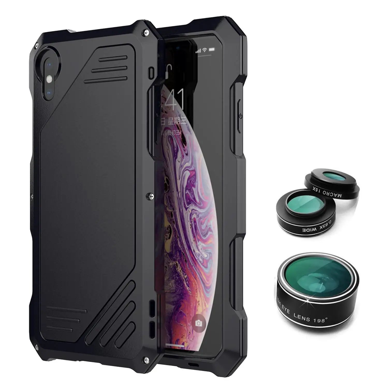 For iPhone XR Xs max 4 в 1 чехол для объектива телефона для iPhone xr6.1xs Max6.5 рыбий глаз широкоугольный объектив для камеры макрообъектив телескоп зум-линзы - Цвет: For iPhone XR Xs max