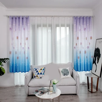 

Living Room Blackout Printed Decorative Window Curtains wiht Hanging Hooks,