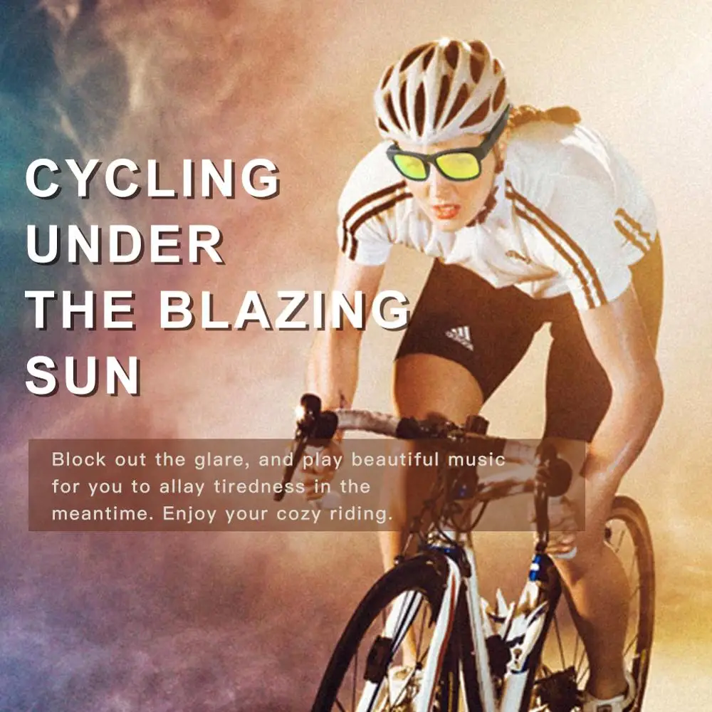 Умные bluetooth наушники с костной проводимостью спортивные защитой от солнца очки