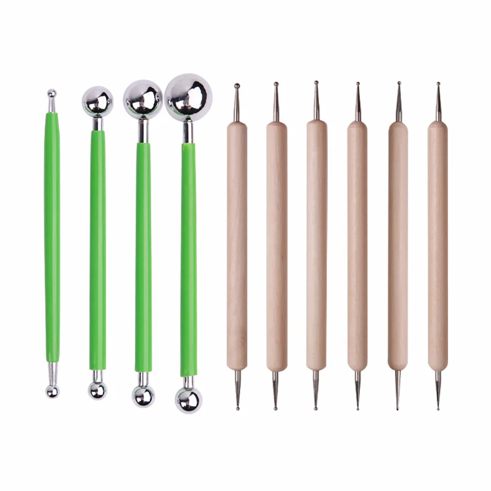 10 Pcs Ball Stylus Dotting Modeling DIY Tools Kit Ball Styluses For Mandala Rock Painting Clay Ceramics Pottery Carving