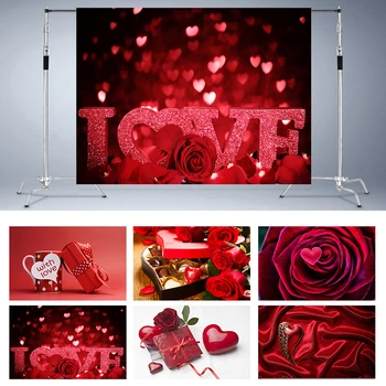 

Nitree Light Pot Love Valentine's Day Gift Red Rose Heart-Shaped Backdrop Photography Background Photo Studio Props Vinyl