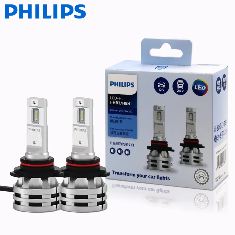 2X Philips Ultinon Essential G2 6500K HB3/HB4 12/24V 24W P22d/P20d Low Beam Original Light Bulb Ultra White Light 11005UE2X2 _ - AliExpress Mobile