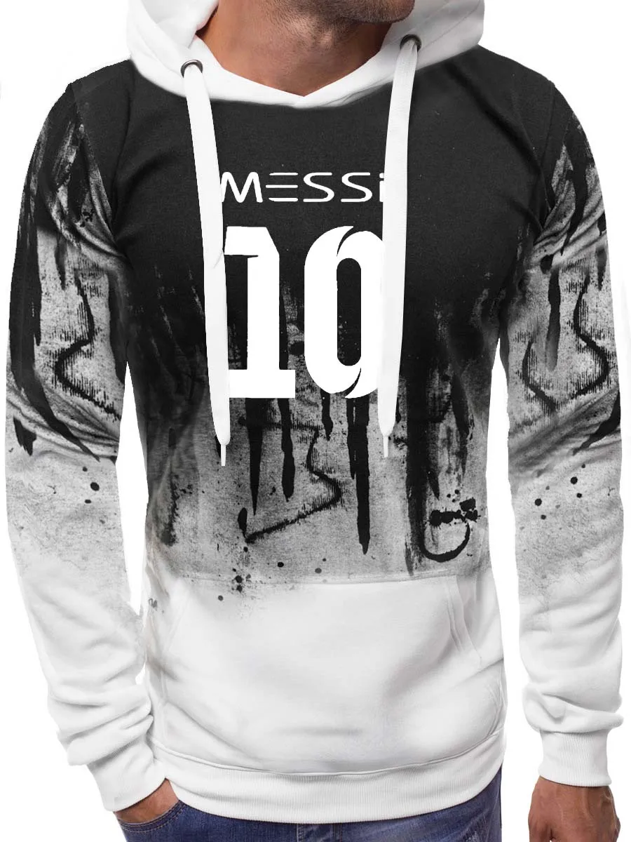  Messi Men Gradient Hoodie Men Messi 10 Print Sportwear Men Hoodies Sweatshirts Coat Slim Fit Hoody 