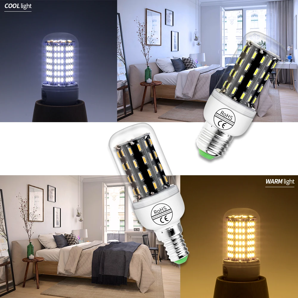 E27 LED 38 55 78 88leds LED E14 Lamp Corn Bulb SMD 4014 Night Light Replace Home Lighting 30W/60W Halogen Lamp Light Lampad