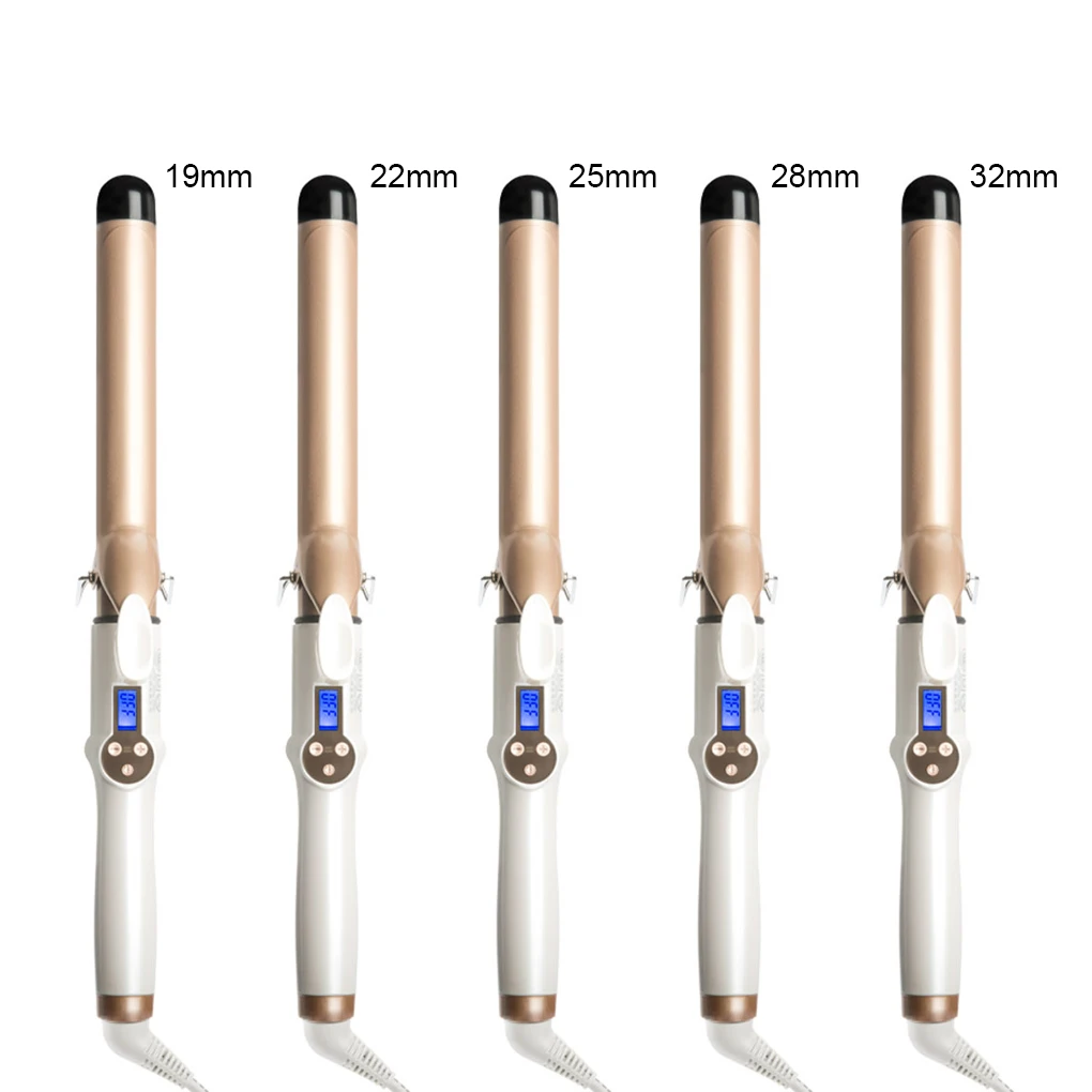 EU Plug Electric Hair Curler 110-210V Digital Display Temperature Adjustable Curling Iron Curl Wand Waver 22mm
