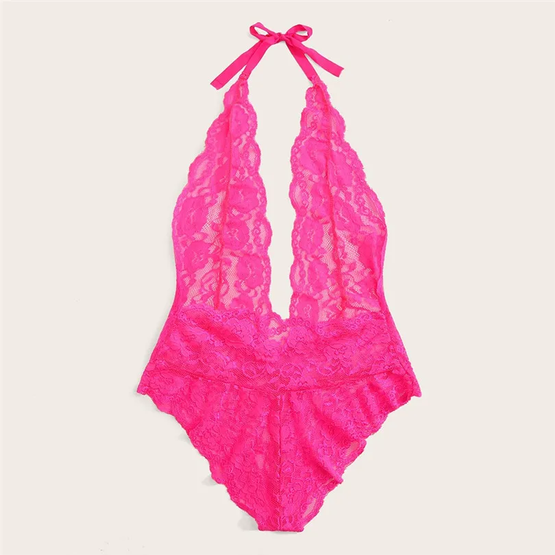 Lace Deep V-neck Jumpsuit Sexy Erotic Lingerie Romper Backless Bodysuit Sleepwear S-2XL Soutien Gorge Sexy Erotique 30OCT176
