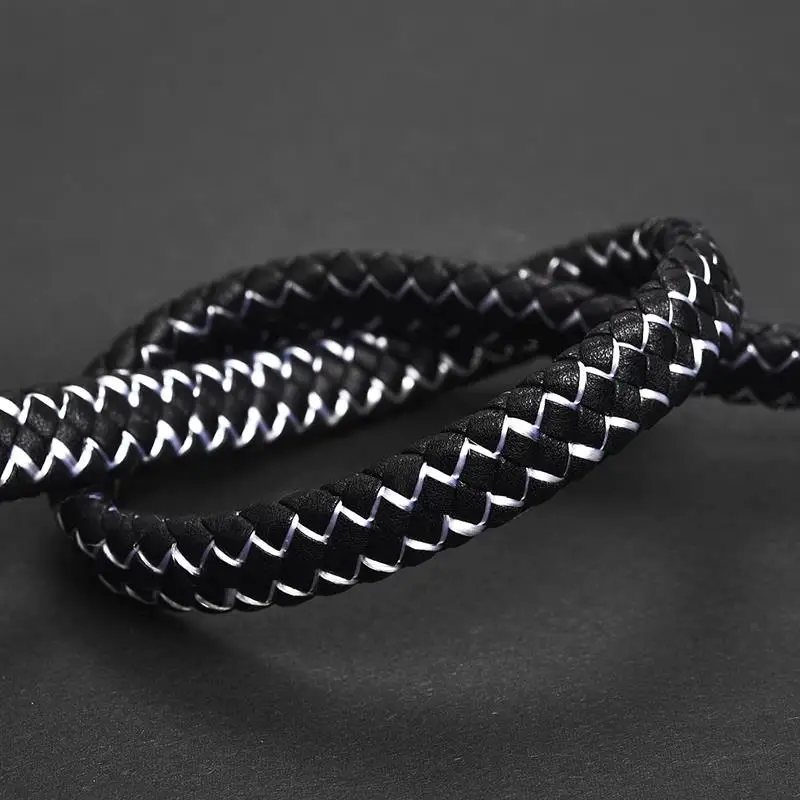 1 м 12 мм кожаный шнур плоская плетеная веревка для DIY мужских кожаных ...