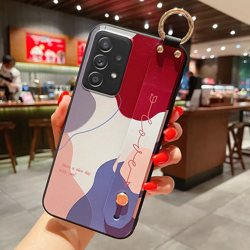 SoCouple Case For Samsung S23 S24 S22 S21 Plus Ultra S20 FE A52 32 72 51 71 12 54 34 21s Note 20 Wrist Strap Phone Holder Case phone case leather phone case phone protector cover