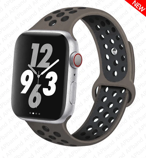 Silicone Strap For apple Watch band 44mm 40mm 45mm 41mm 40 44 mm Breathable Accessories watchband bracelet iWatch 3 4 5 se 6 7 olive gray
