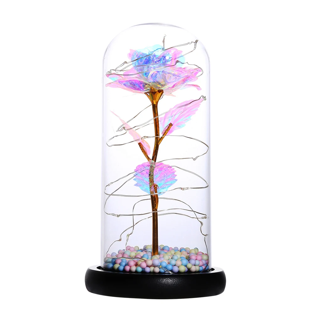

Beauty And The Beast Rose Light Led Light In Glass Dome Led Strip Night Light Wire Bottle Wine Bedroom Colorful Room Lights D30