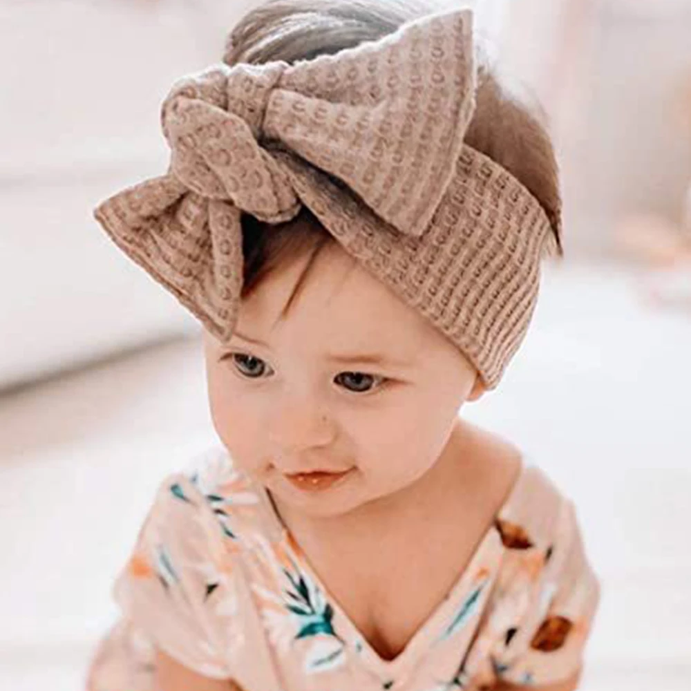 10pc 0-6year Waffle Turban for Baby Girls Hair Accessories Wool Headband Baby Bow Headwrap Warm Newborn Hairband Party Headwear