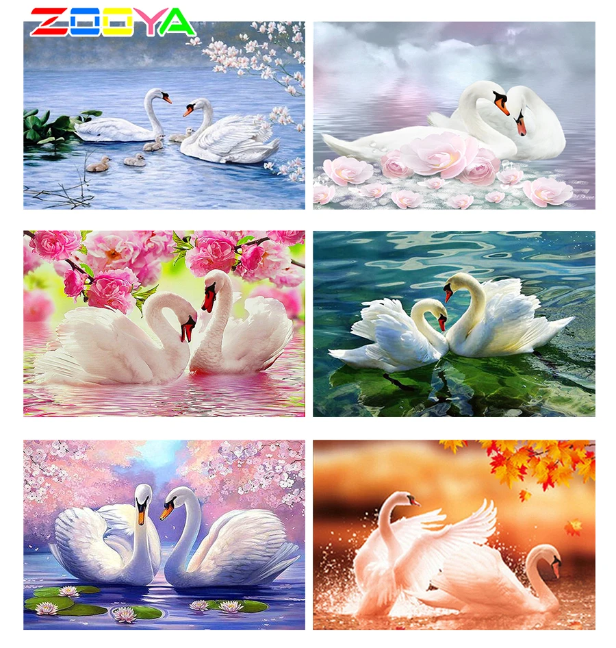 

5D Diamond Embroidery Sale Swans Animal Full Square Diamond Painting Cross Stitch Kit Diamond Mosaic Decoration For Hobby H8119