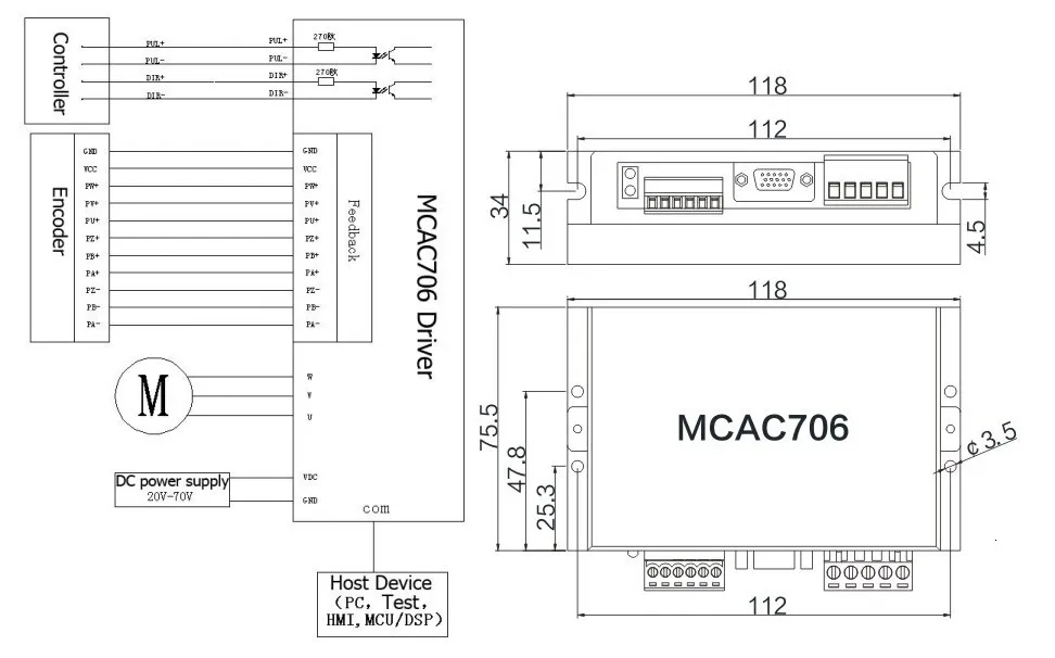 JMC 64W DC бесщеточный Серводвигатель привод Комплект 24V с кодером 3000rpm 42JSF630AS-1000+ MCAC706
