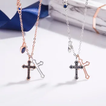 

New Women's Mix and Match 925 Sterling Necklace Cross Necklace, Female Clavicle Chain Fashion Simple Necklace