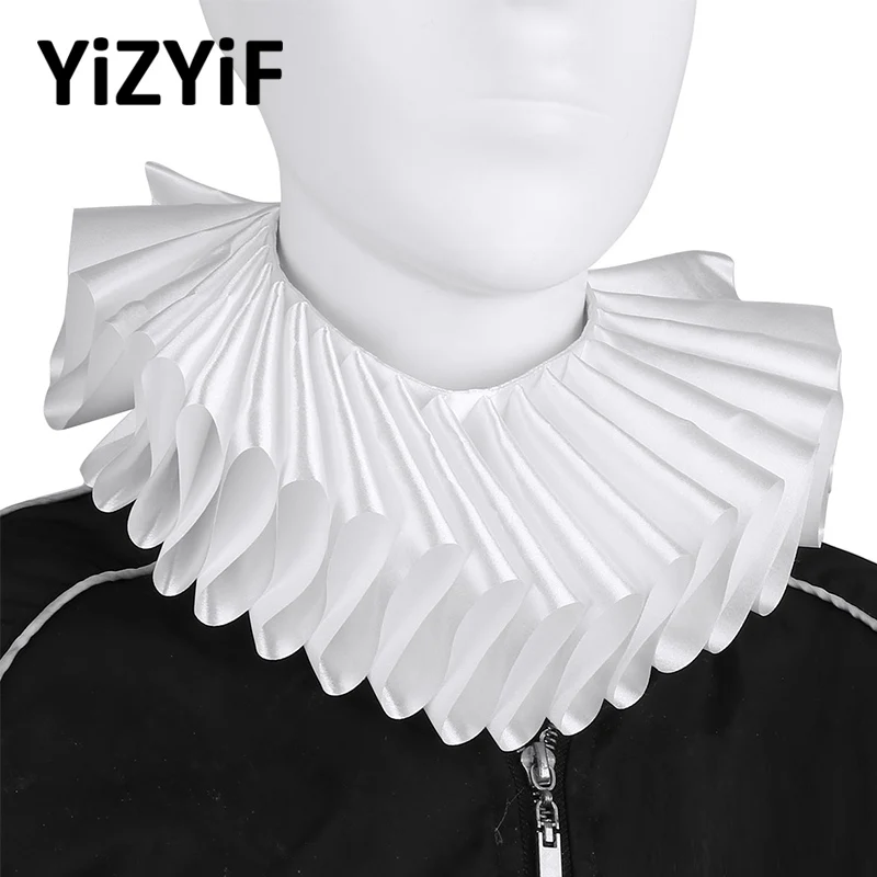 Fake Collar Renaissance Elizabethan Ruffled Neck Clown Choker Satin Victorian Costume Halloween Cosplay Accessorie | Аксессуары для