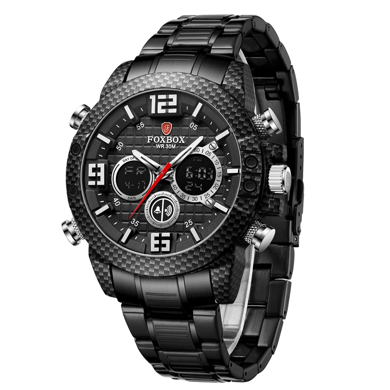 2021 orologio Fox di marca da uomo cassa in fibra di carbonio orologi sportivi al quarzo da uomo orologio da polso digitale impermeabile militare Clcok_voghion.com
