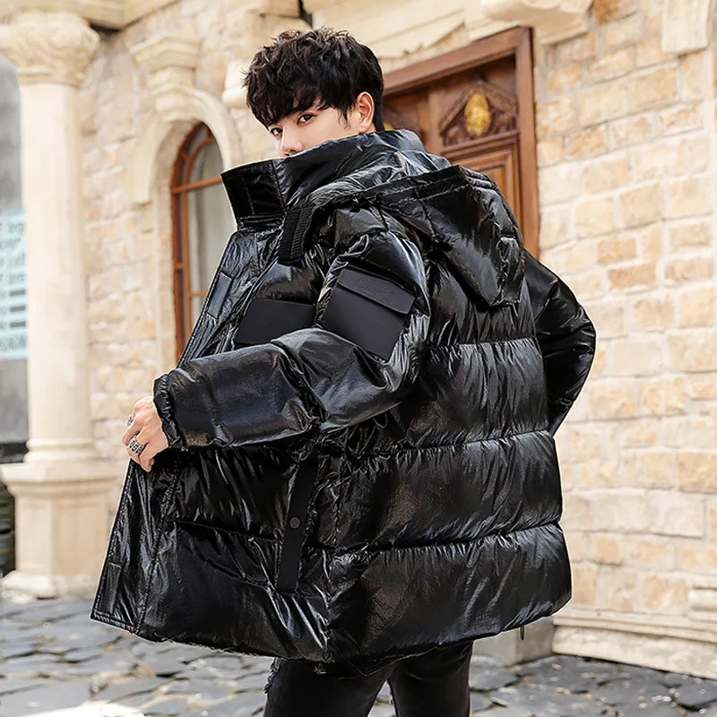 New Style down Jacket Men's Short White Duck down Coat England Shangshi Handsome Thick Warm Hooded Coat