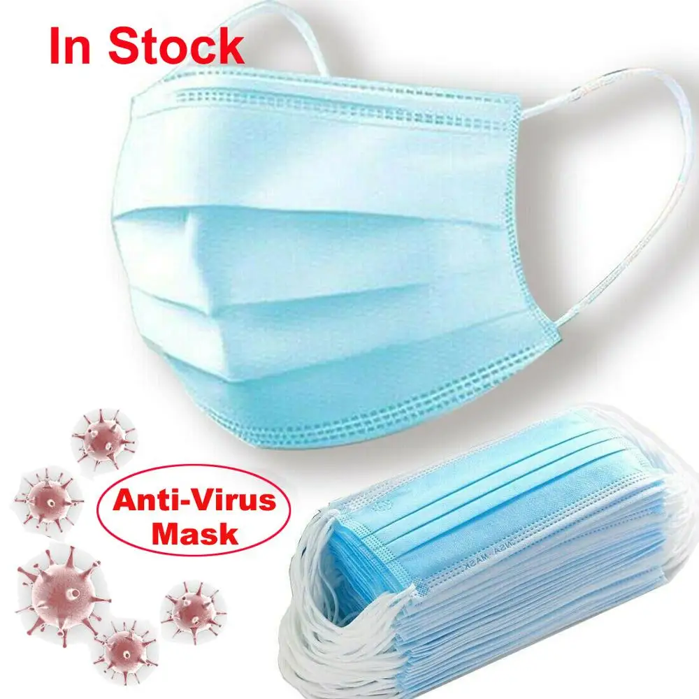 

Antivirus Disposable Face Mask Virus Nonwove 3 Layer Ply Filter Mouth Face Mask Dust BFE95 Meltblown Mouth Masks