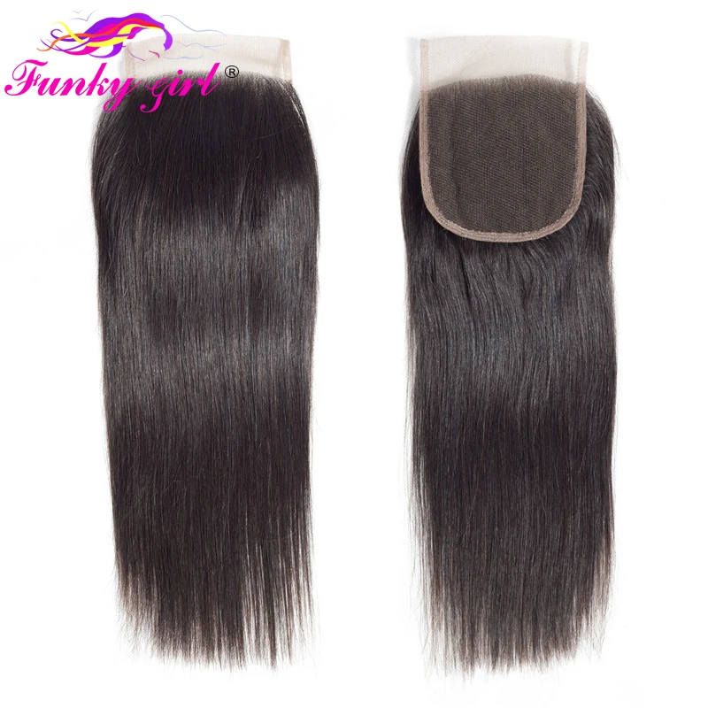 Funky Girl 13x4 Ear To Ear Lace Frontal Closure Bleached Knots With Baby Hair Brazilian Straight Closure Remy Human Hair