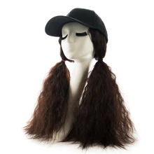 Модные длинные вьющиеся/прямые парики с бейсбольной кепкой съемные парики натуральные волосы парики для женщин