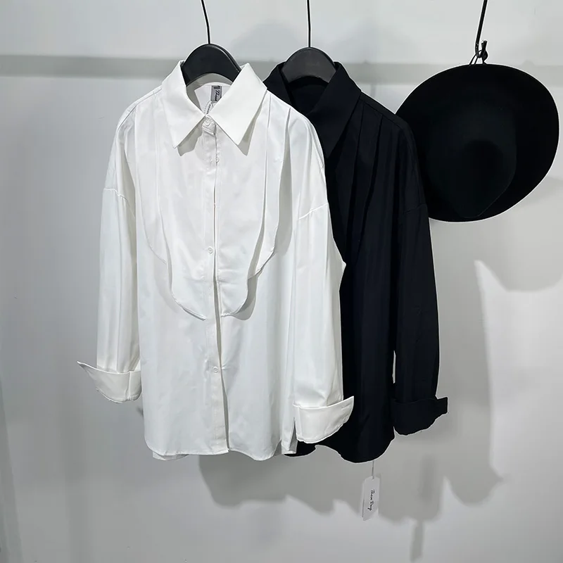 

Autumn Fashion Men's Simple Temperament Stitching Loose Long Sleeved Shirt Fashion Style New Trend Versatile Casual Top