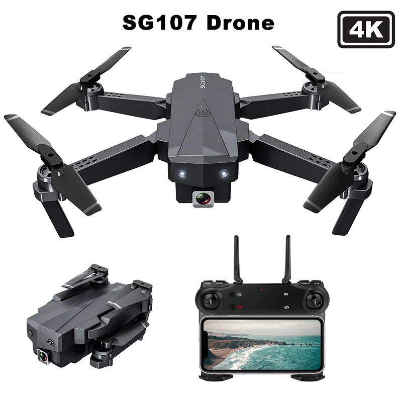 SG107 Drone with 4K WIFI FPV HD Dual Quadcopter Camera Optical Flow Rc Gesture Remote Control Mini Drones Toys | Игрушки и хобби