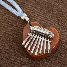 

Dark Brown Kalimba Heart-shaped Mini 8 Tone Thumb Piano Kalimba Backpack Decoration Gift And Lanyard Mahogany Hanging Ornament