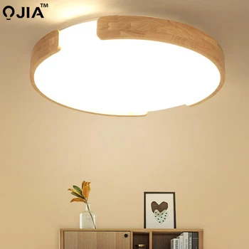 

Led Wooden Ceiling Lights with Dimming Remote Round Ceiling Lamp Lighting Fixtures For Bedroom Kitchen Foyer Lamparas de tech