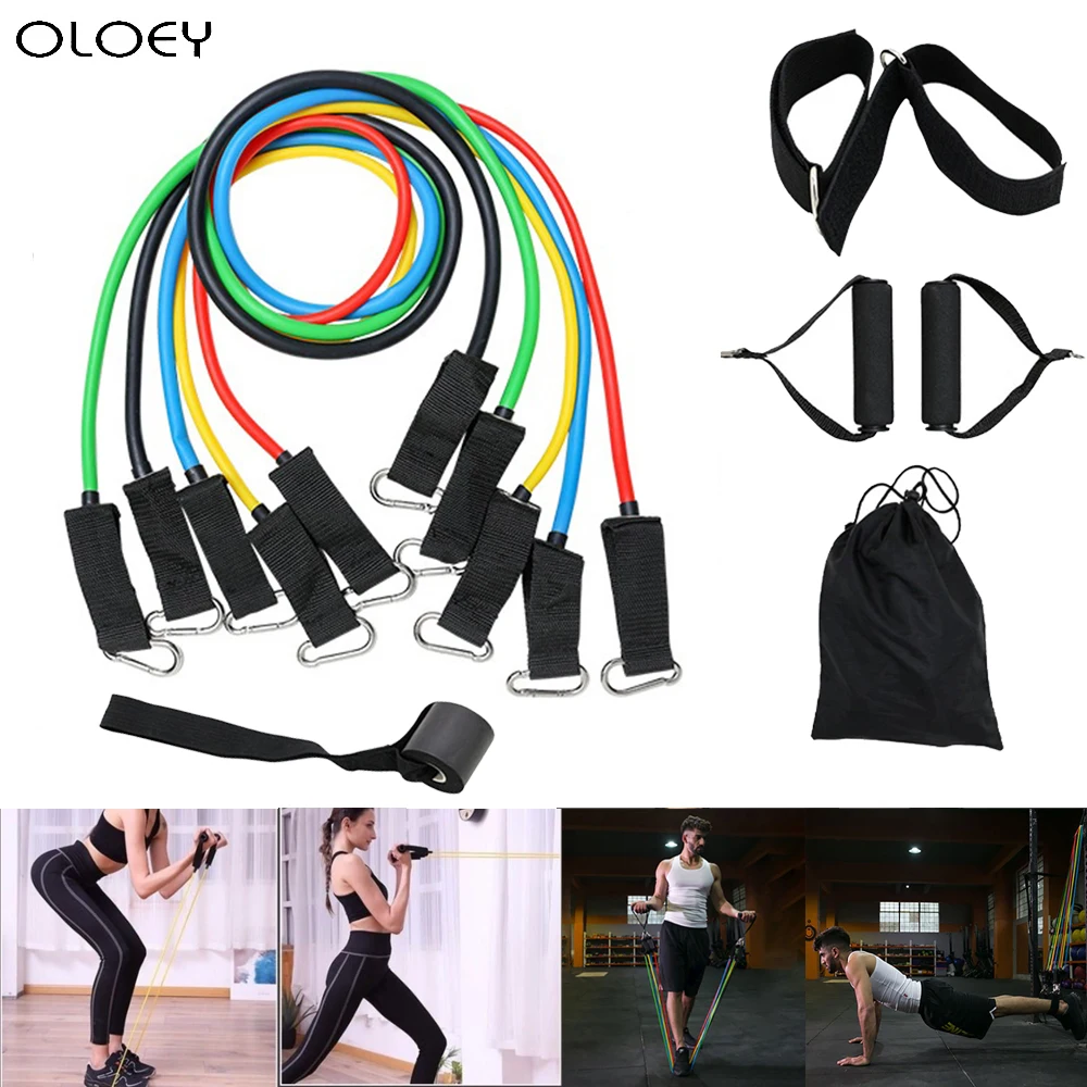 

Resistance Bands Set Exercise Bands with Door Anchor Legs Ankle Straps for Resistance Training Physical Therapy Home Workouts