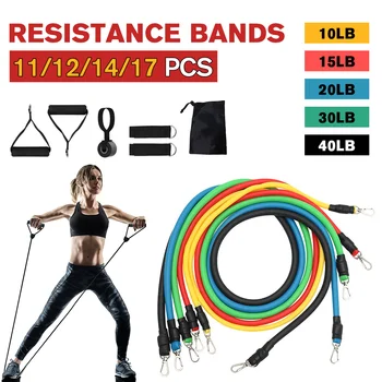 

17Pcs/set Resistance Bands Set Yoga Exercise Fitness Band Rubber Loop Tube Bands Gym Fitness Exercise Rope Workout Yoga