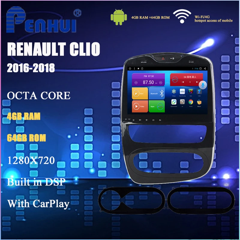

Car DVD For Renault Clio ( 2016-2018)Car Radio Multimedia Video Player Navigation GPS Android 10.0 double din 5.0