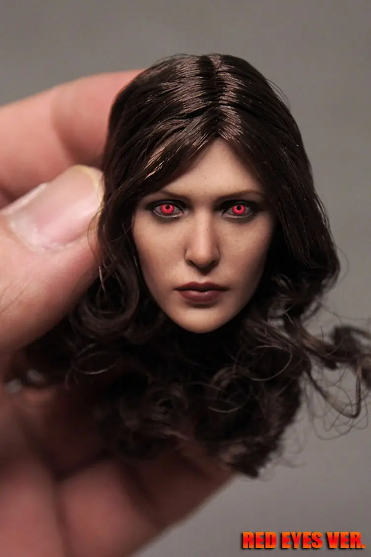 

1:6 Elizabeth Olsen Scarlet Witch Red Eye Type Female Head carving Fit 12" Figure