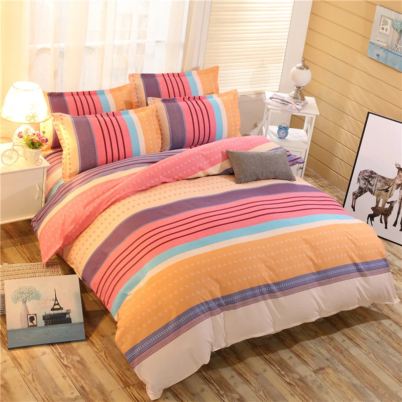 

Autumn And Winter Twill Brushed Cotton Thick Denim Bed Sheet Quilt Cover Student Dormitory Three-Piece Bedding