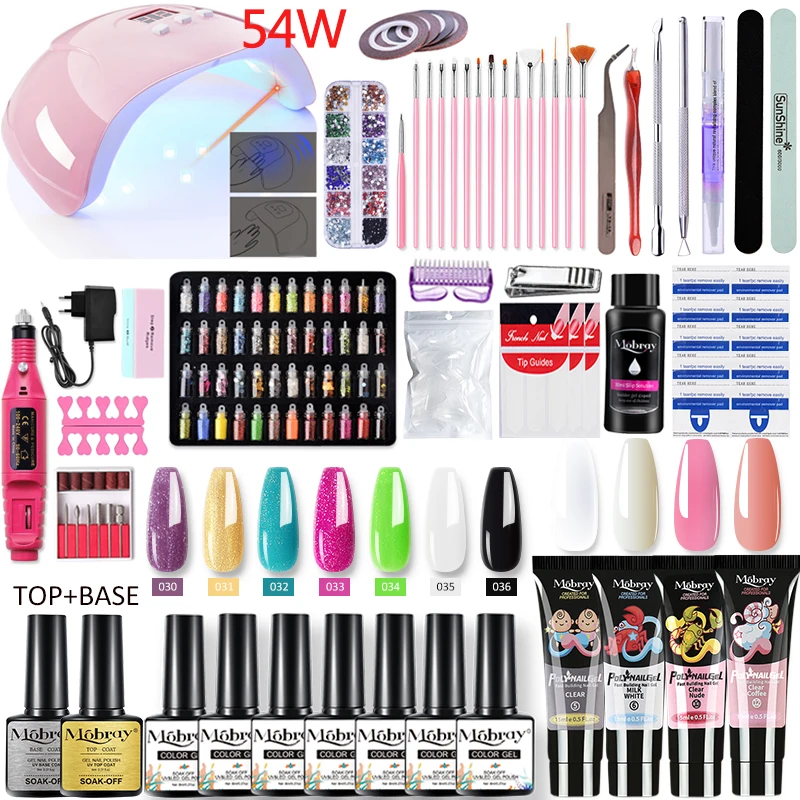 Gel Nail Polish Set Poly Extension All For Manicure Acrylic Drying Lamp Pedicure Varnish DIY Tools Kits | Красота и здоровье