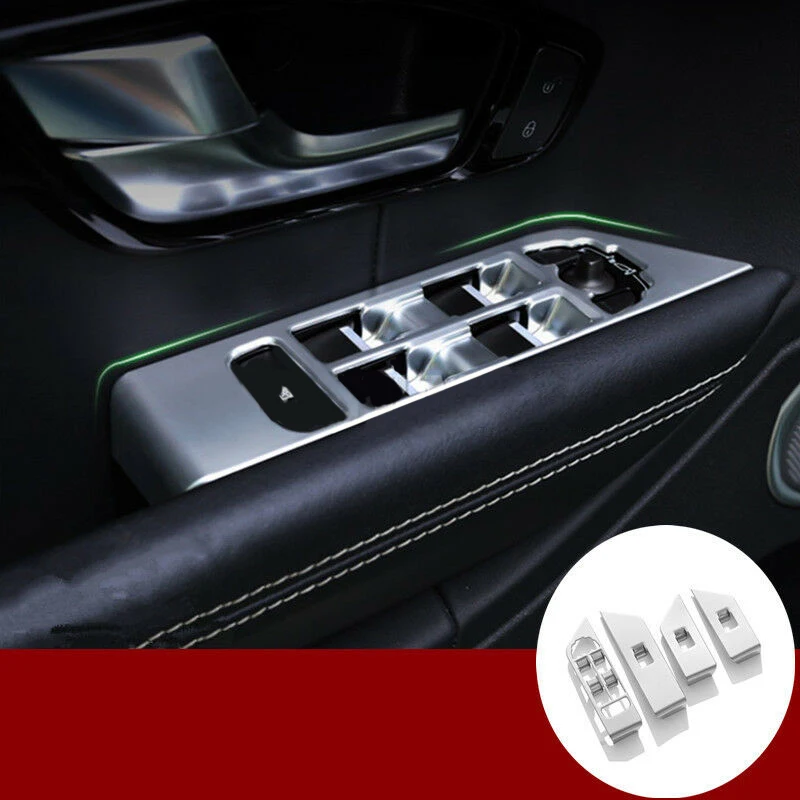 

4pcs Car Inner Door Window Switch Cover Trim High Quality Silver Car Window Switch Cover For Land Rover Range Rover Evoque 12-18