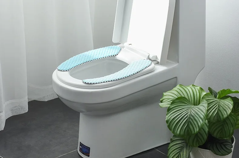 1 шт. теплое сиденье для туалета, статические войлочные туалетные подушки, мягкая зимняя Адсорбция, теплая подстилка, чехол для унитаза, принадлежности для ванной комнаты, унитаза - Цвет: Небесно-голубой