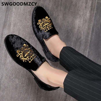 

Formal Shoes Men Classic Italian Brand Men Party Shoes Coiffeur Embroidery Mens Dress Shoes Loafers Sepatu Slip On Pria 48 Bona