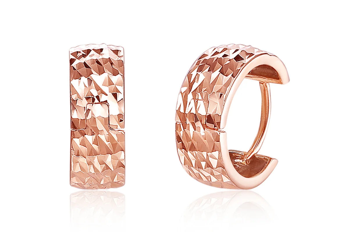 

Trendy Glitzy 18K Rose Color Real Solid Genuine Gold AU750 Women Hoop Piercing Earrings for Women Female Girl Fancy Jewelry Gift