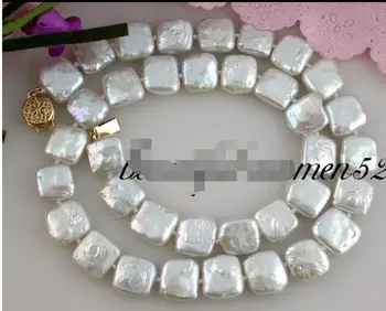 

Jewelry Pearl Necklace Hot sale >>Real 17" 12mm white square freshwater pearl necklace Free Shipping